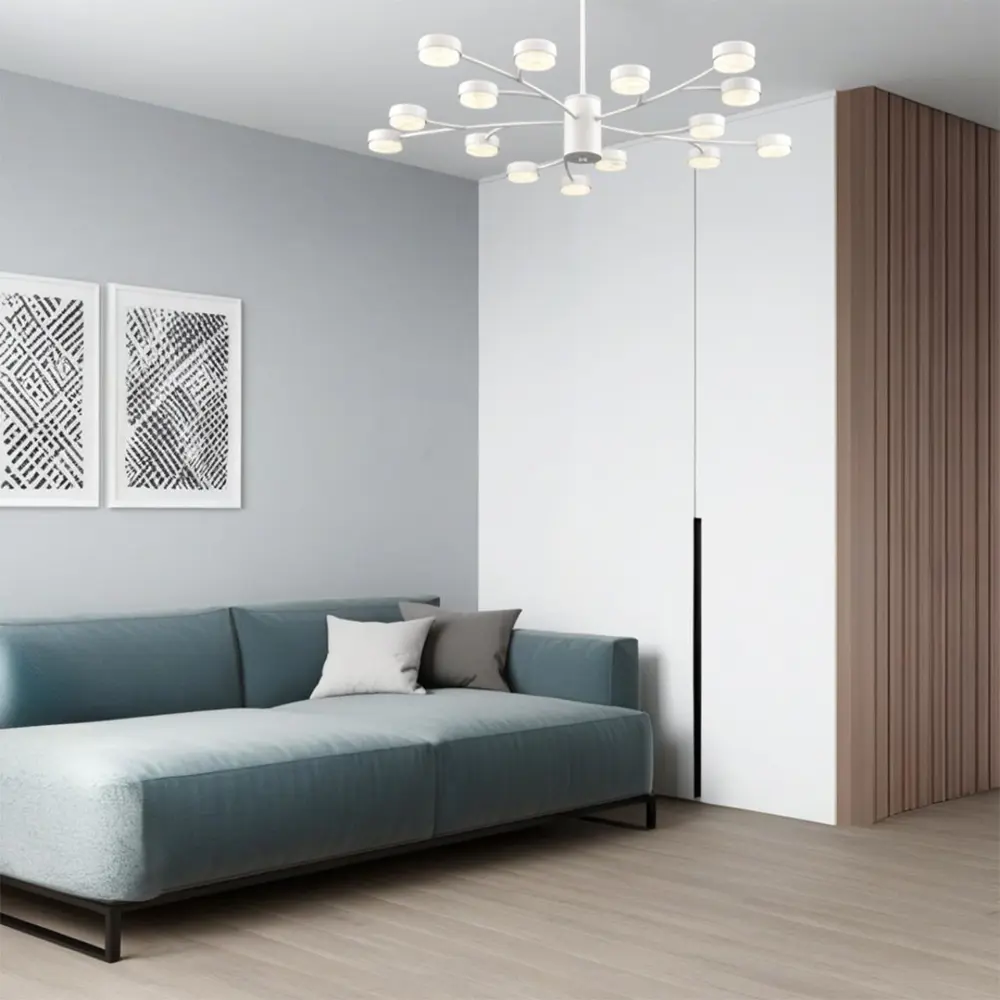 Фото 8 Люстра на штанге Lumion Torina Lmn_8265_15 15 ламп 21 м² цвет белый Фото 8 Люстра на штанге Lumion Torina Lmn_8265_15 15 ламп 21 м² цвет белый