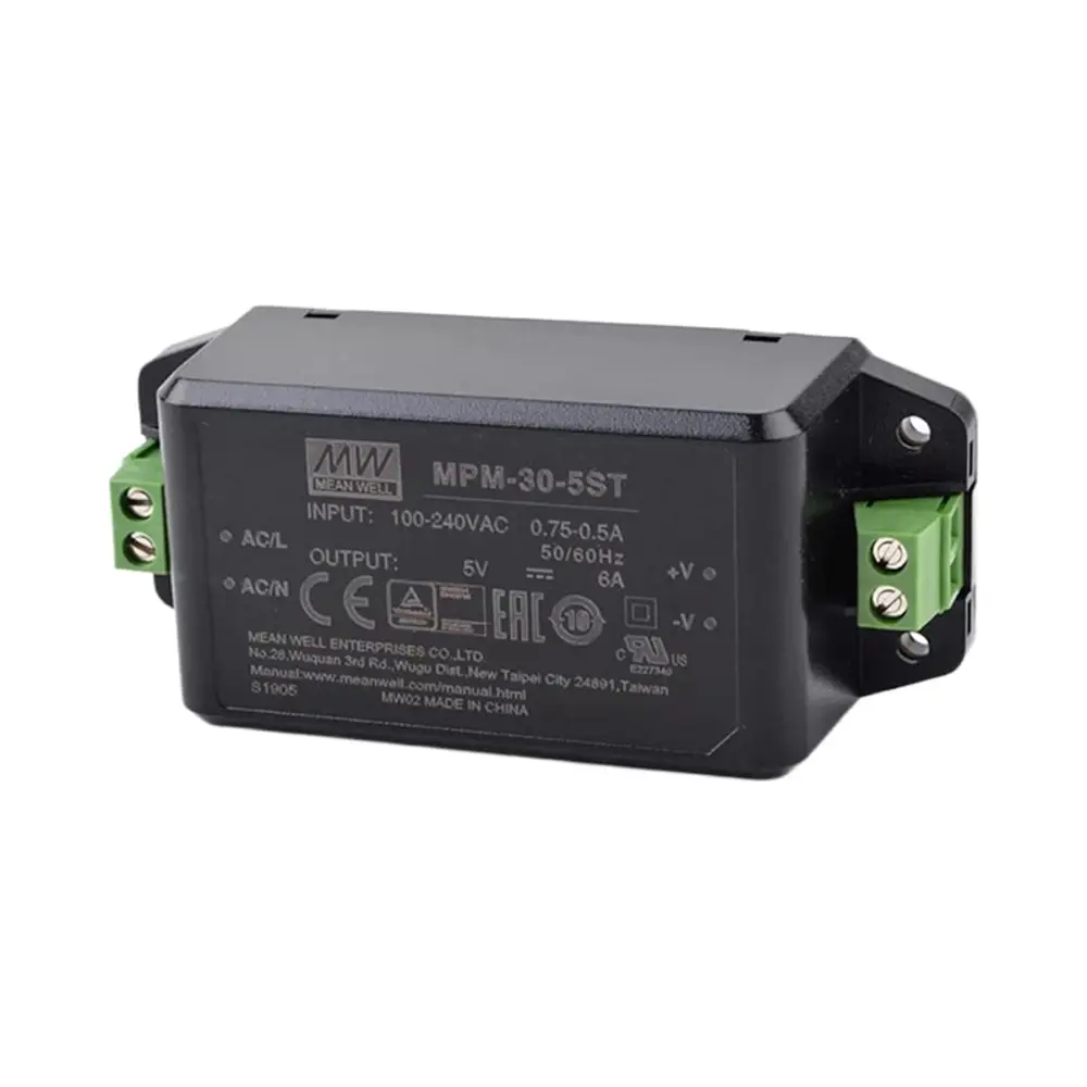 Фото Блок питания Mean Well MPM-30-5ST на плату 30 Вт 5 В 6 А цвет черный Фото Блок питания Mean Well MPM-30-5ST на плату 30 Вт 5 В 6 А цвет черный