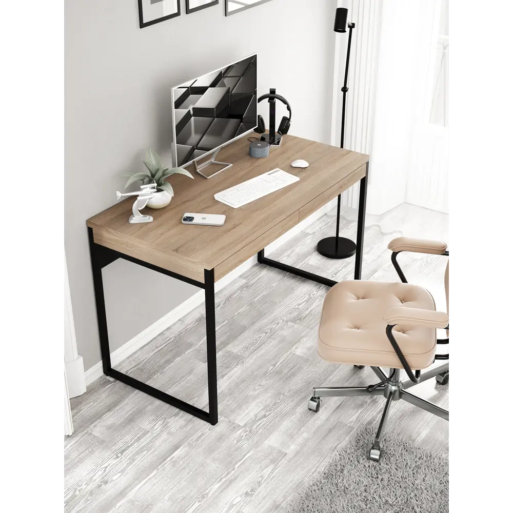 Фото 2 Стол письменный A1 home Karter 120x75x60 см металл цвет дуб сонома Фото 2 Стол письменный A1 home Karter 120x75x60 см металл цвет дуб сонома