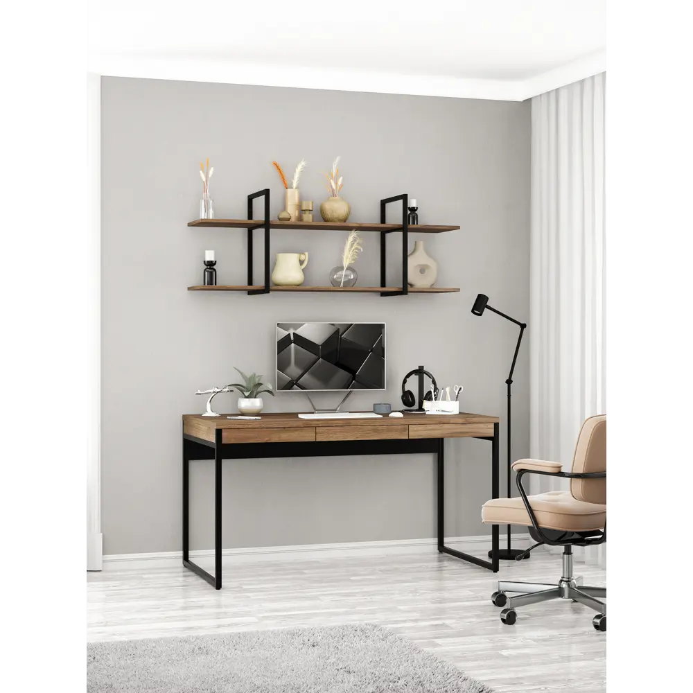Фото 8 Стол письменный A1 home Karter 140x75x70 см металл цвет дуб коричневый табак Фото 8 Стол письменный A1 home Karter 140x75x70 см металл цвет дуб коричневый табак