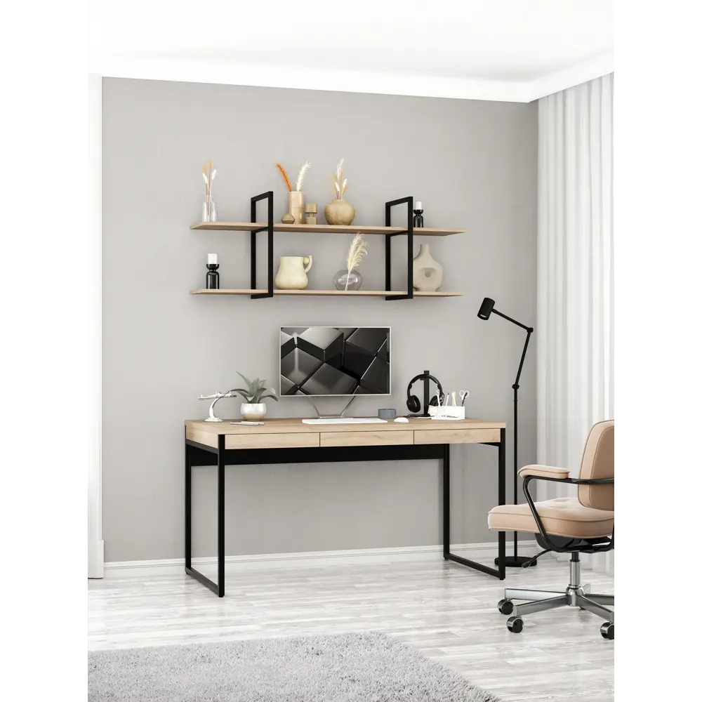 Фото 8 Стол письменный A1 home Karter 140x75x70 см металл цвет дуб сонома Фото 8 Стол письменный A1 home Karter 140x75x70 см металл цвет дуб сонома