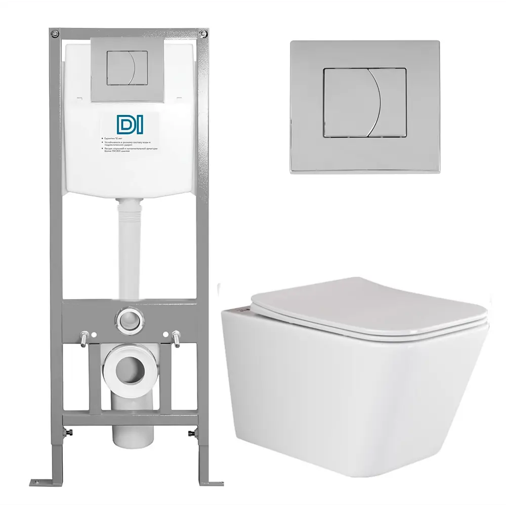 Фото Инсталляция с унитазом комплект 3 в 1 Di унитаз подвесной Ceramica Nova Metric 3007 с кнопкой хром Фото Инсталляция с унитазом комплект 3 в 1 Di унитаз подвесной Ceramica Nova Metric 3007 с кнопкой хром
