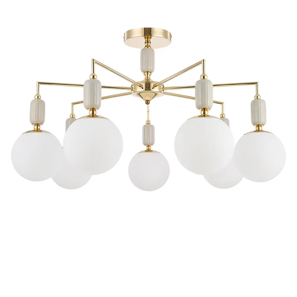 Фото Люстра потолочная Lumion Vivien 6580-7c 7 ламп 14 м² цвет белый/золото/серый Фото Люстра потолочная Lumion Vivien 6580-7c 7 ламп 14 м² цвет белый/золото/серый