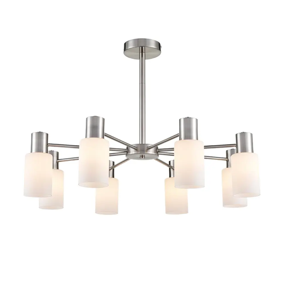 Фото 3 Люстра на штанге Lumion Mave 8099-8c 8 ламп 16 м² цвет белый/никель Фото 3 Люстра на штанге Lumion Mave 8099-8c 8 ламп 16 м² цвет белый/никель