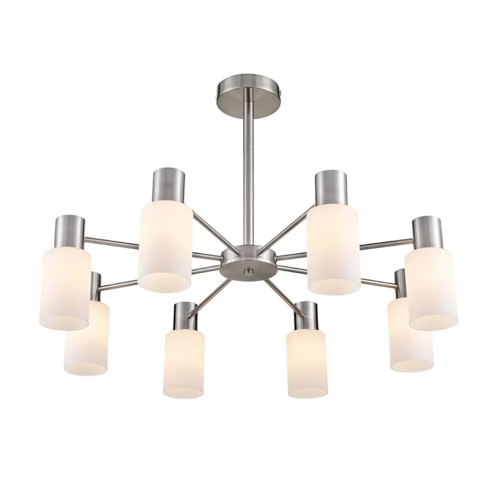 Фото 4 Люстра на штанге Lumion Mave 8099-8c 8 ламп 16 м² цвет белый/никель Фото 4 Люстра на штанге Lumion Mave 8099-8c 8 ламп 16 м² цвет белый/никель