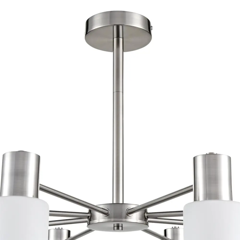 Фото 6 Люстра на штанге Lumion Mave 8099-8c 8 ламп 16 м² цвет белый/никель Фото 6 Люстра на штанге Lumion Mave 8099-8c 8 ламп 16 м² цвет белый/никель