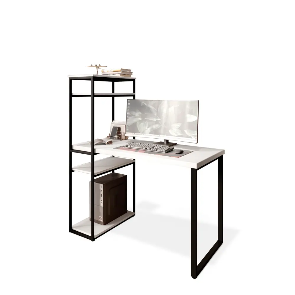 Фото 2 Стол письменный Solarius Loft 60x148x110 см сталь и дерево цвет белый/черный Фото 2 Стол письменный Solarius Loft 60x148x110 см сталь и дерево цвет белый/черный