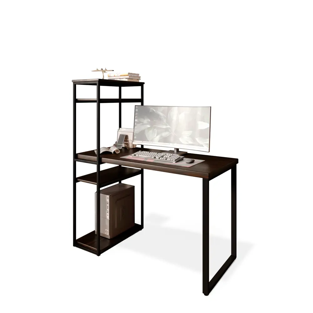 Фото 2 Стол письменный Solarius Loft 60x148x110 см сталь и дерево цвет черный/венге Фото 2 Стол письменный Solarius Loft 60x148x110 см сталь и дерево цвет черный/венге