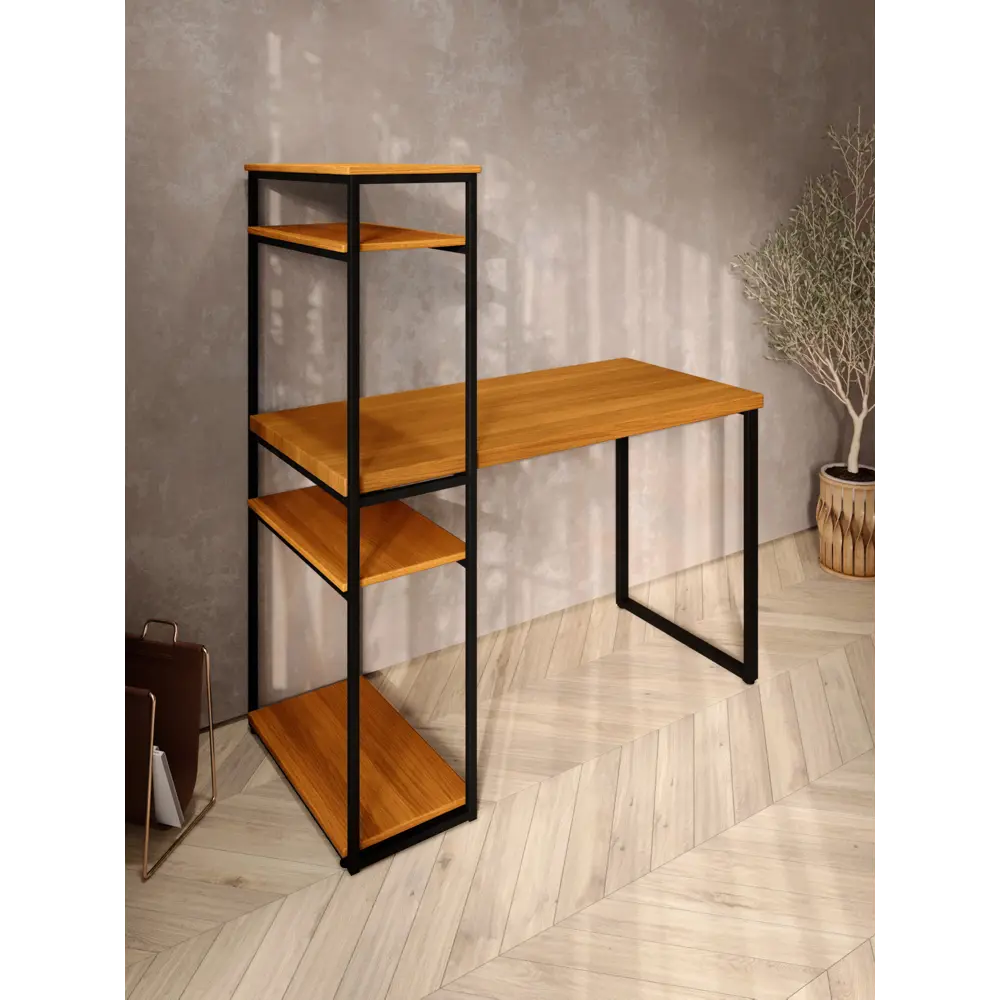 Фото 4 Стол письменный Solarius Loft 60x148x140 см сталь и дерево цвет ольха/черный Фото 4 Стол письменный Solarius Loft 60x148x140 см сталь и дерево цвет ольха/черный