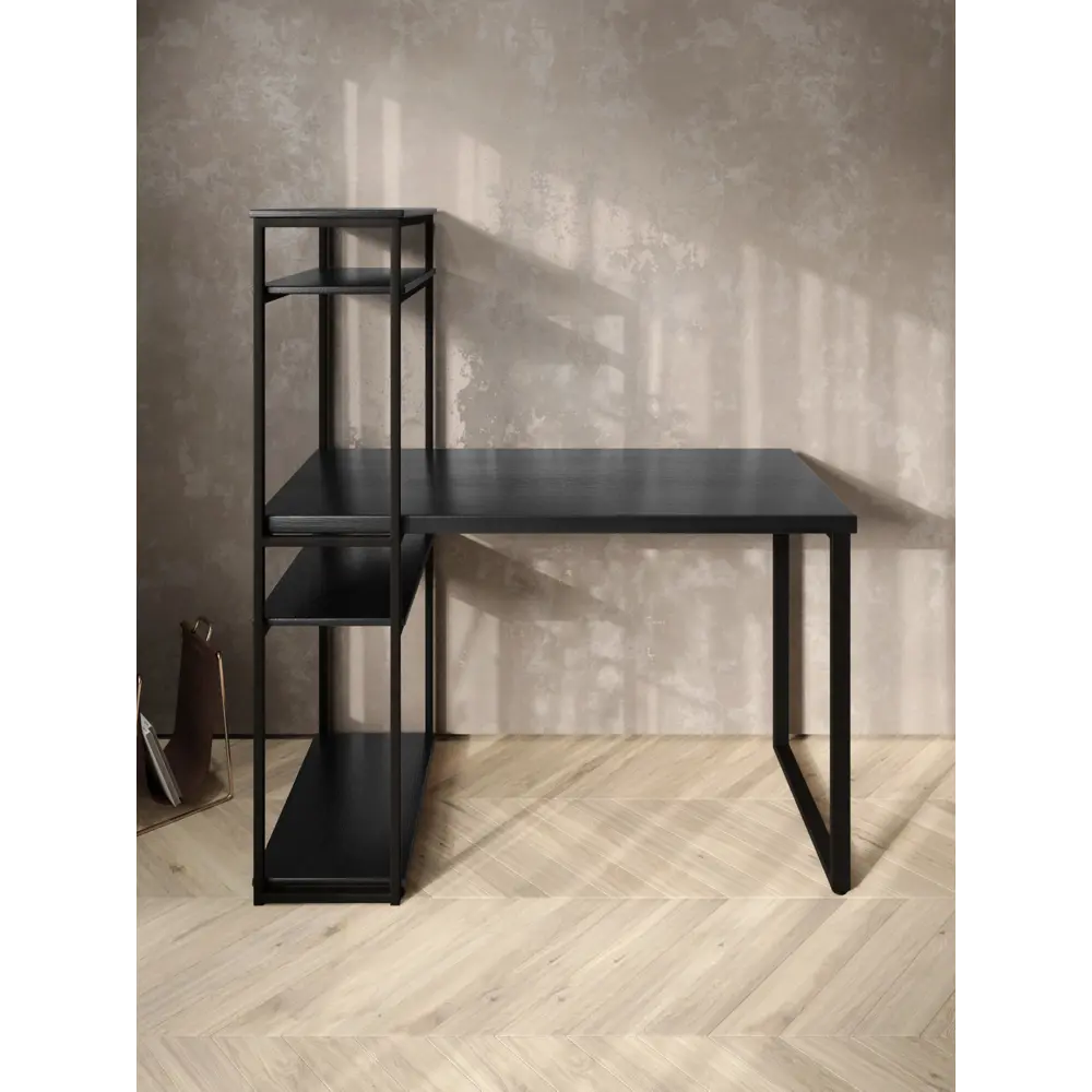 Фото 3 Стол письменный Solarius Loft 60x148x120 см сталь и дерево цвет черный/оникс Фото 3 Стол письменный Solarius Loft 60x148x120 см сталь и дерево цвет черный/оникс