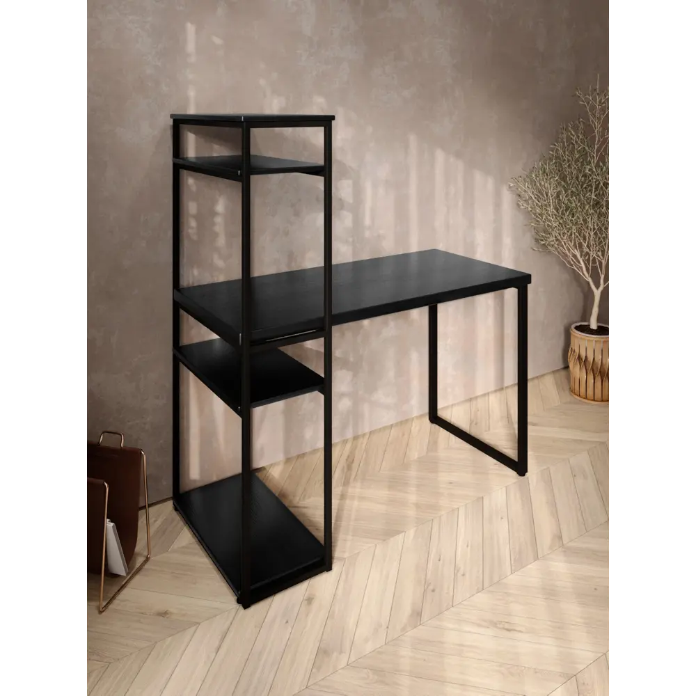 Фото 4 Стол письменный Solarius Loft 60x148x140 см сталь и дерево цвет черный/оникс Фото 4 Стол письменный Solarius Loft 60x148x140 см сталь и дерево цвет черный/оникс