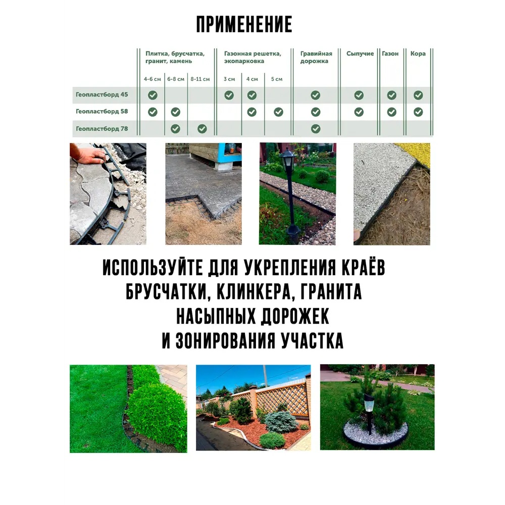 Фото 4 Бордюр садовый ГеоПластБорд 1000x45 мм 8 шт и 24 колышка цвет черный Фото 4 Бордюр садовый ГеоПластБорд 1000x45 мм 8 шт и 24 колышка цвет черный