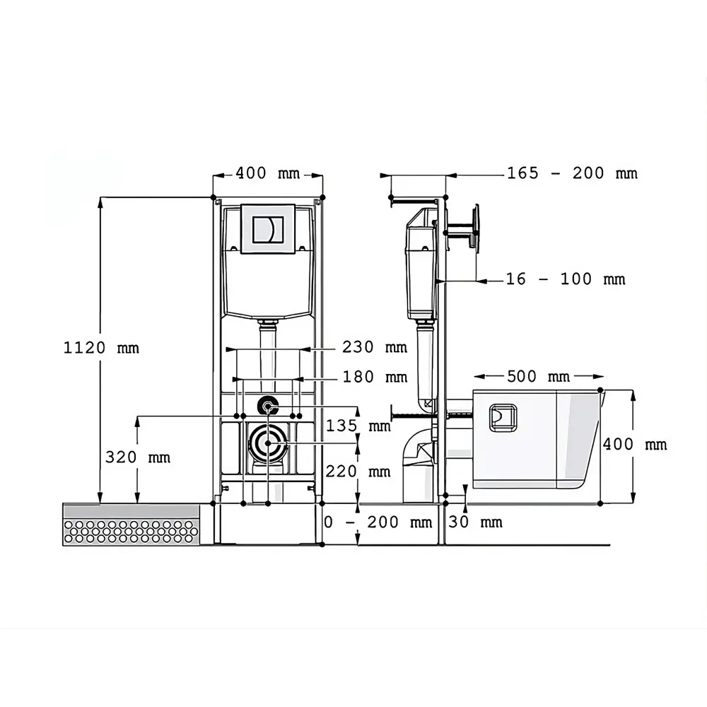 Фото 6 Комплект инсталляция с унитазом 3 в 1 DI унитаз подвесной Enio Indigo с кнопкой хром