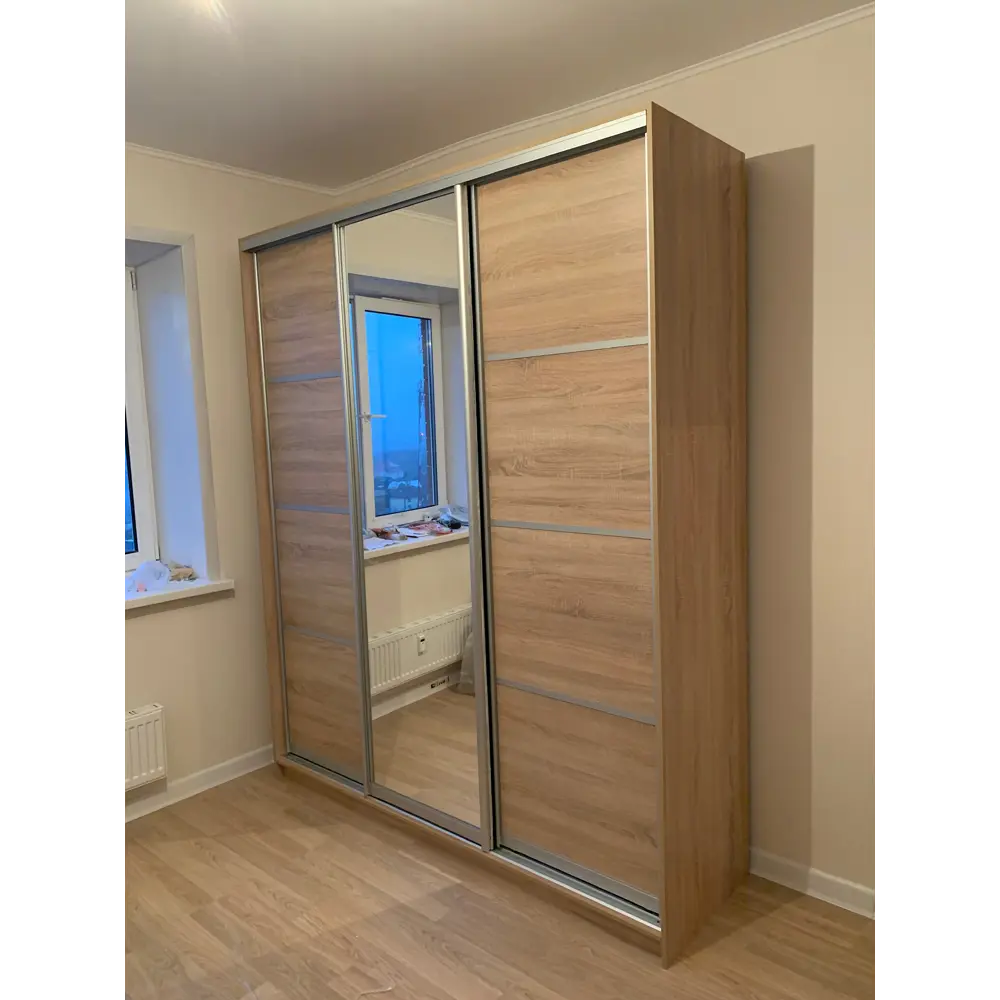 Фото 6 Шкаф-купе Клевер Атина с зеркалом 240x260х45 см 9 полок ЛДСП цвет дуб сонома Фото 6 Шкаф-купе Клевер Атина с зеркалом 240x260х45 см 9 полок ЛДСП цвет дуб сонома