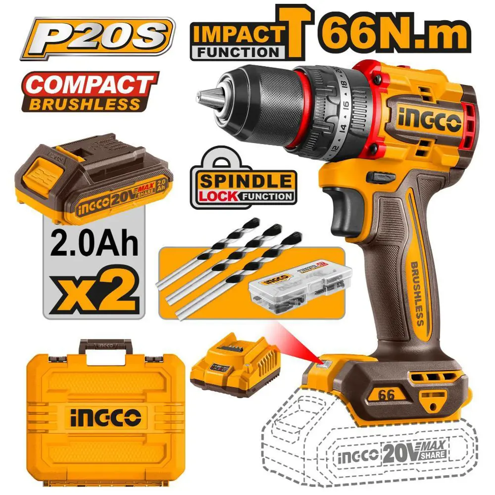 Фото Аккумуляторный ударный шуруповерт Ingco Industrial CIDLI20668 20B BL Li-Ion 66Hm 2хАКБ и ЗУ кейс Фото Аккумуляторный ударный шуруповерт Ingco Industrial CIDLI20668 20B BL Li-Ion 66Hm 2хАКБ и ЗУ кейс