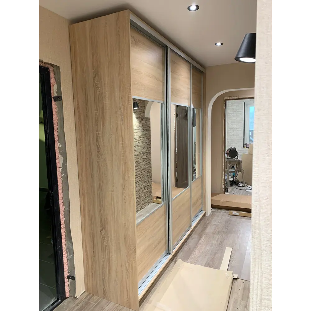 Фото 5 Шкаф-купе Клевер Атина комбинированный 240x200х58 см 9 полок ЛДСП цвет дуб сонома Фото 5 Шкаф-купе Клевер Атина комбинированный 240x200х58 см 9 полок ЛДСП цвет дуб сонома