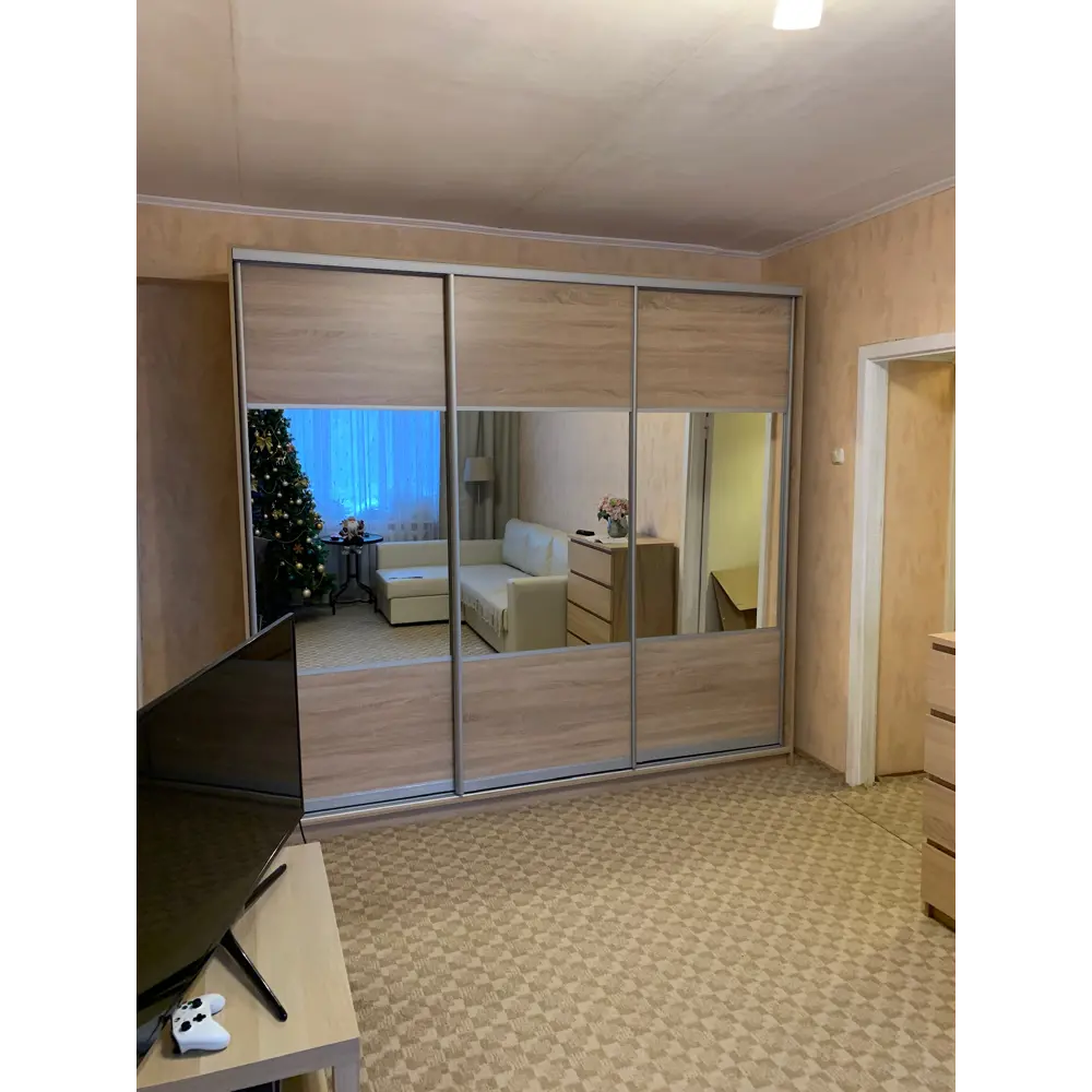 Фото 4 Шкаф-купе Клевер Атина комбинированный 240x200х58 см 9 полок ЛДСП цвет дуб сонома Фото 4 Шкаф-купе Клевер Атина комбинированный 240x200х58 см 9 полок ЛДСП цвет дуб сонома