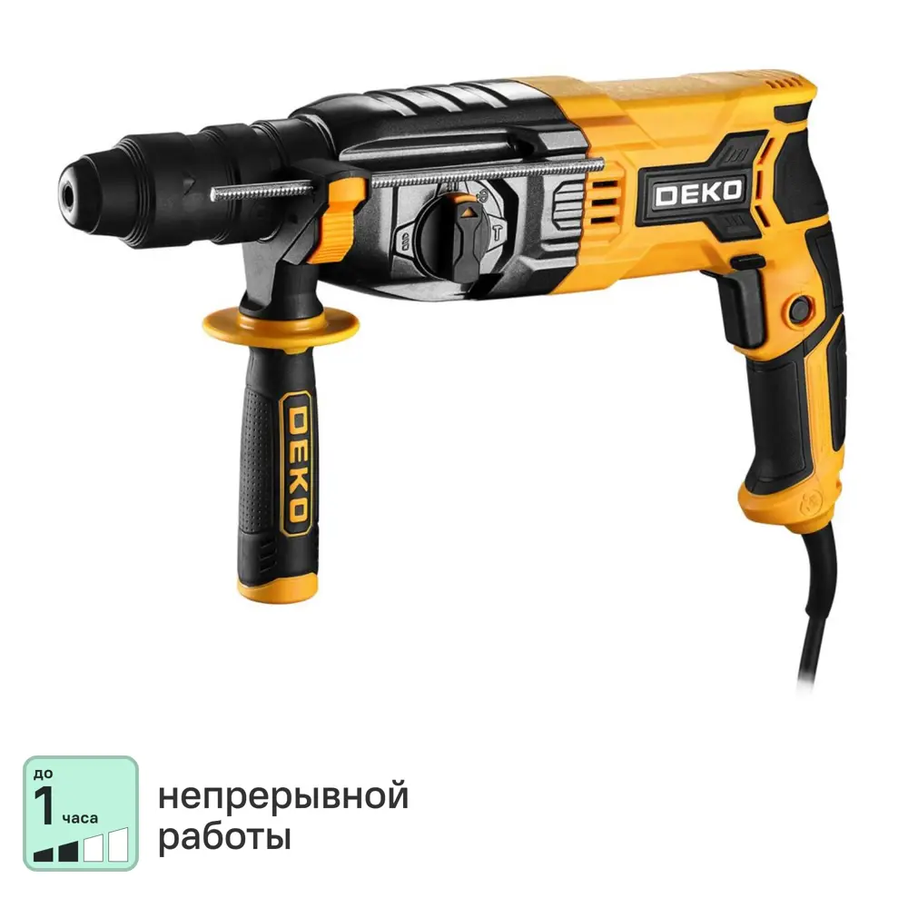 Фото Перфоратор сетевой SDS-plus Deko DKH1350W 084-1033, 1350 Вт, 3.2 Дж, быстрозажимной патрон в комплекте Фото Перфоратор сетевой SDS-plus Deko DKH1350W 084-1033, 1350 Вт, 3.2 Дж, быстрозажимной патрон в комплекте