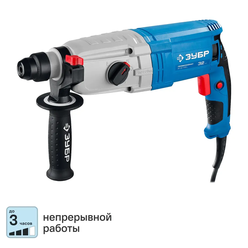 Фото Перфоратор сетевой SDS Plus Зубр ЗП-32-1100 К ЗП-32-1100 К, 1100 Вт, 3.4 Дж Фото Перфоратор сетевой SDS Plus Зубр ЗП-32-1100 К ЗП-32-1100 К, 1100 Вт, 3.4 Дж