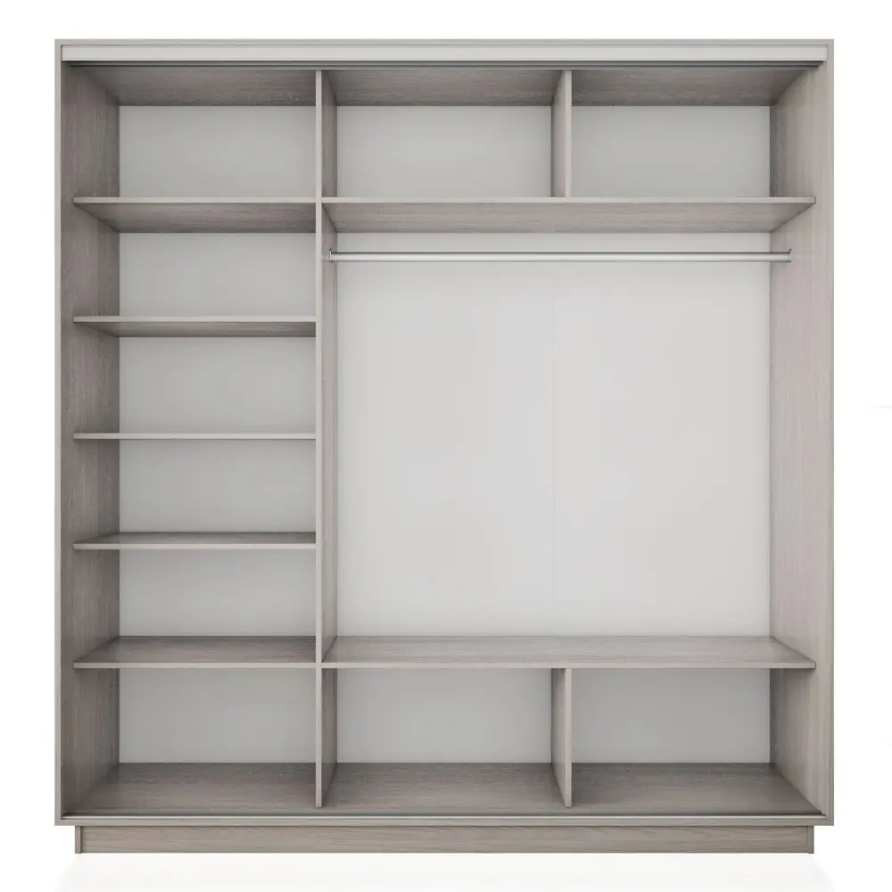 Фото 2 Шкаф-купе Мебельная компания е1 EMT2_180240_SHS 240x180x60 см 9 полок ЛДСП цвет ясень шимо светлый