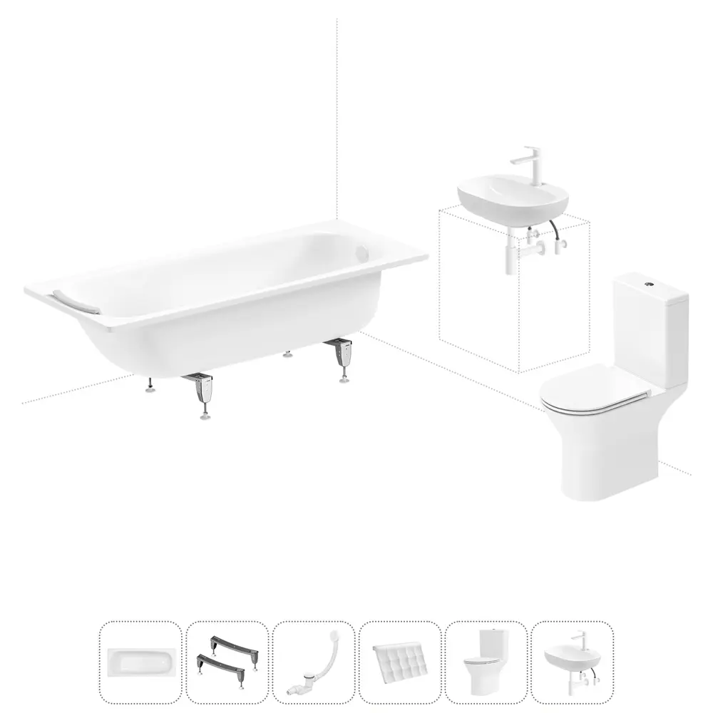 Фото Ванна Sanitana BLB Universal 20220730R прямоугольная сталь 170x70 см с напольным унитазом и раковиной в комплекте Фото Ванна Sanitana BLB Universal 20220730R прямоугольная сталь 170x70 см с напольным унитазом и раковиной в комплекте