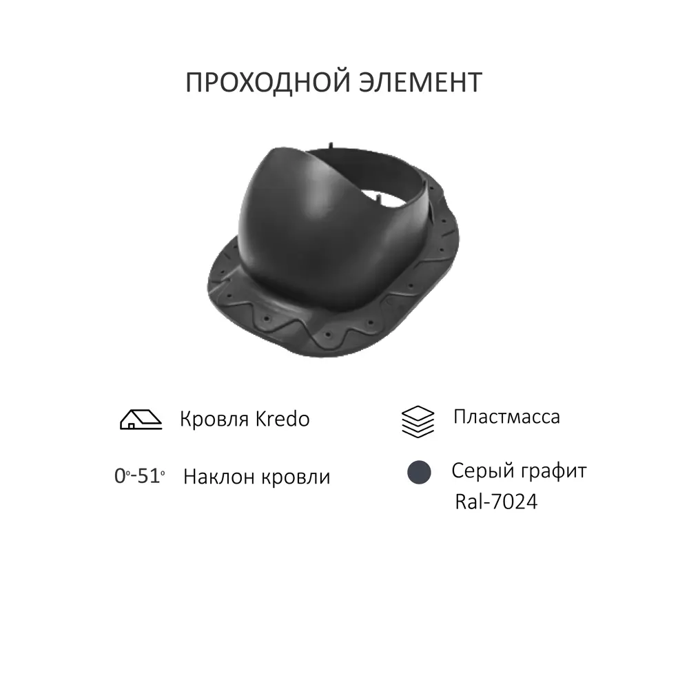Фото 3 Комплект кровельной вентиляции с нанодефлектором Мерес Ø110/160мм для металлочерепицы Kredo RAL 7024 серый графит Фото 3 Комплект кровельной вентиляции с нанодефлектором Мерес Ø110/160мм для металлочерепицы Kredo RAL 7024 серый графит