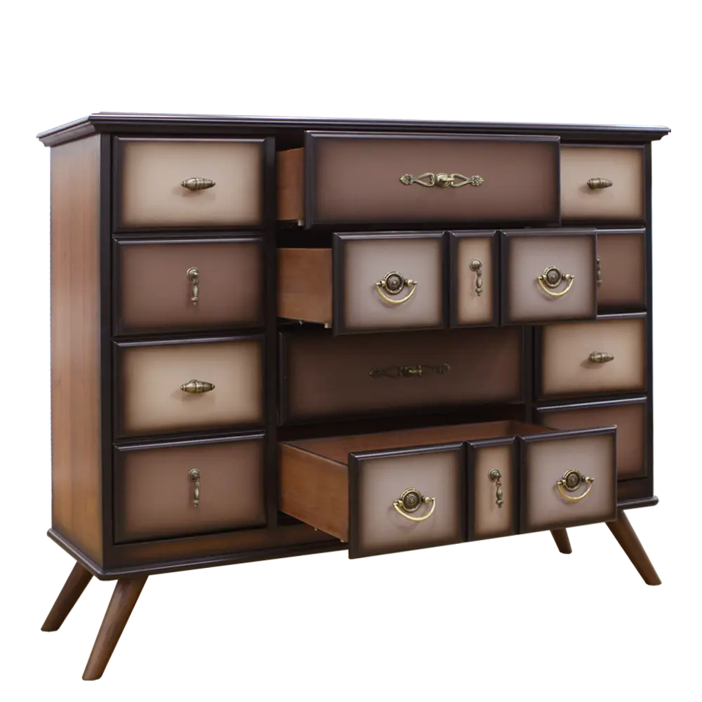 Фото 3 Комод Bogacho 115.5x93x38 см 8 ящиков МДФ цвет коричневый 11535/темно-коричневый