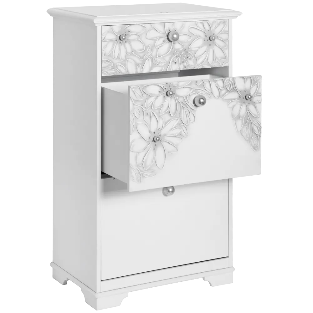 Фото 3 Комод Bogacho 63x105x41 см 3 ящика МДФ цвет белый 11621/белый