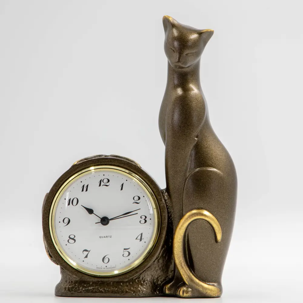 Фото Часы настольные Bogacho Кошка Грация бронзового цвета 16 см