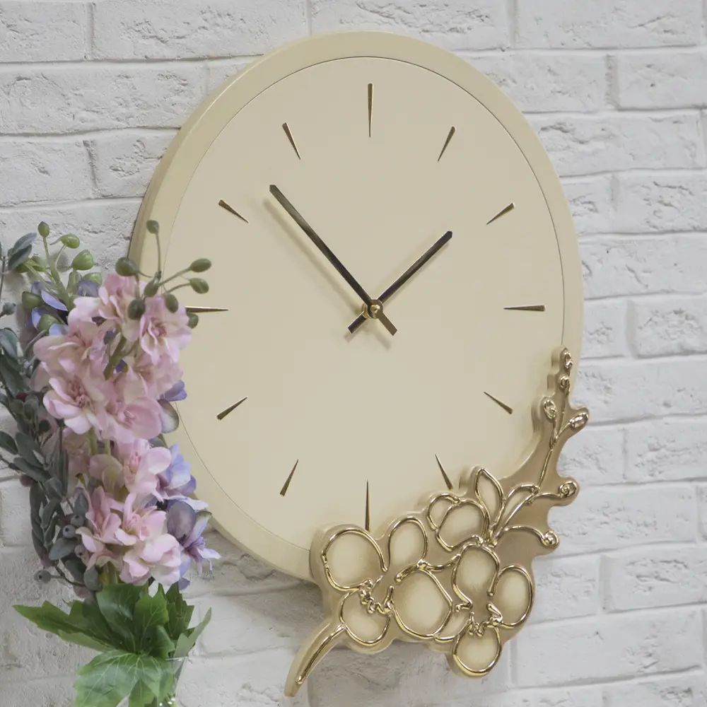 Фото Часы настенные Bogacho Орхидея Трейси крем Фото Часы настенные Bogacho Орхидея Трейси крем