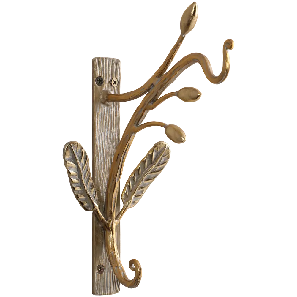 Фото 7 Кронштейн для цветов Bogacho Oliva Branch Айвори золотистый