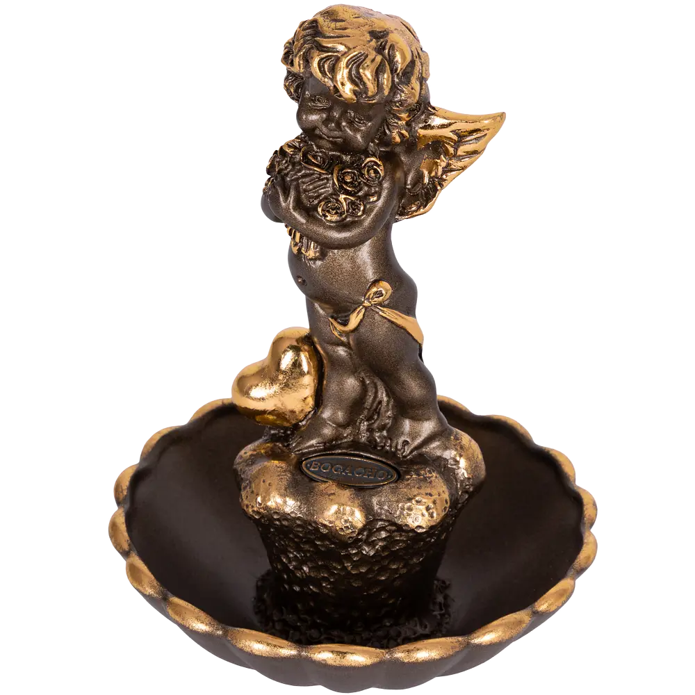 Фото Подставка для украшений блюдце из мрамора Bogacho Ангел Роуз бронзовая Фото Подставка для украшений блюдце из мрамора Bogacho Ангел Роуз бронзовая