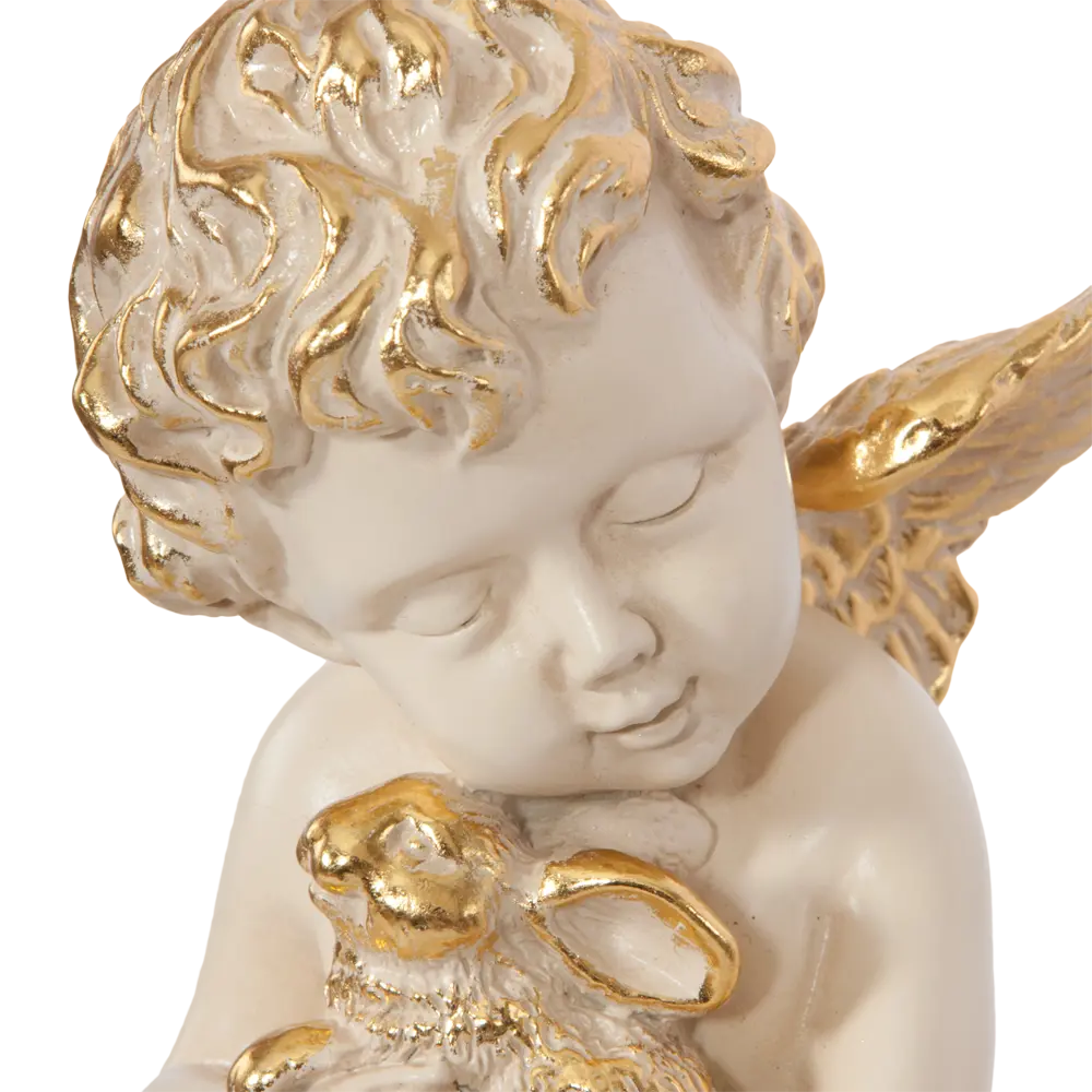 Фото 3 Статуэтка Bogacho Ангел с кроликом кремовый