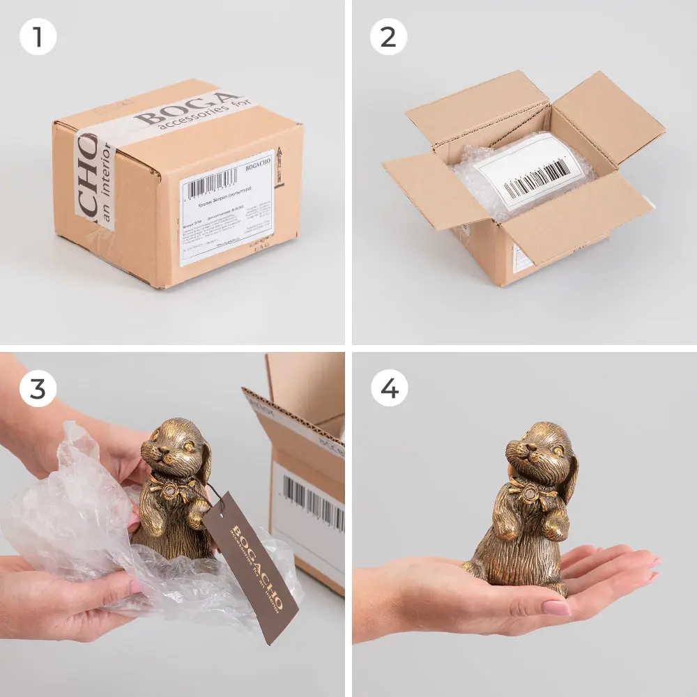 Фото 4 Статуэтка из мрамора Bogacho Кролик Эйприл бронзовая