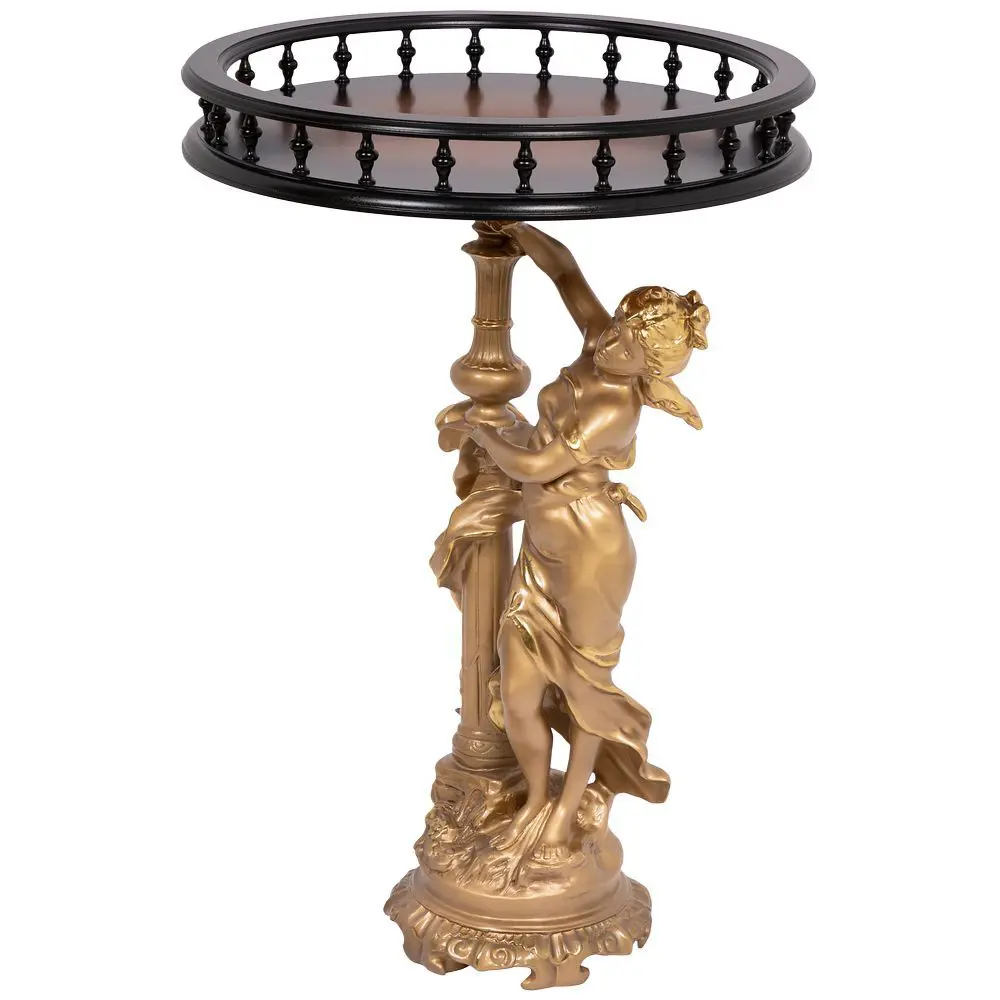 Фото 5 Столик декоративный из литьевого мрамора Bogacho Летний вечер бронзовый со столешницей Ø 45 см коричневой с бортиками