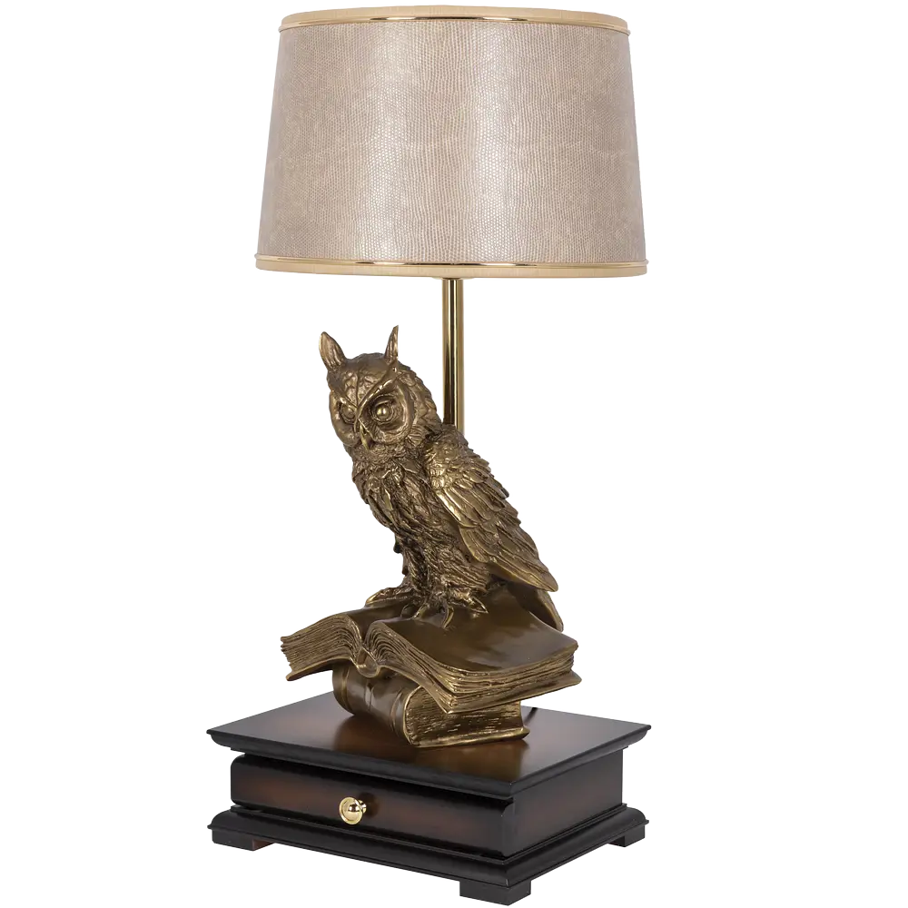 Фото Настольная лампа BOGACHO СБ-15/Б/Тюссо жемчуг Ученый Филин цвет бежевый Фото Настольная лампа BOGACHO СБ-15/Б/Тюссо жемчуг Ученый Филин цвет бежевый