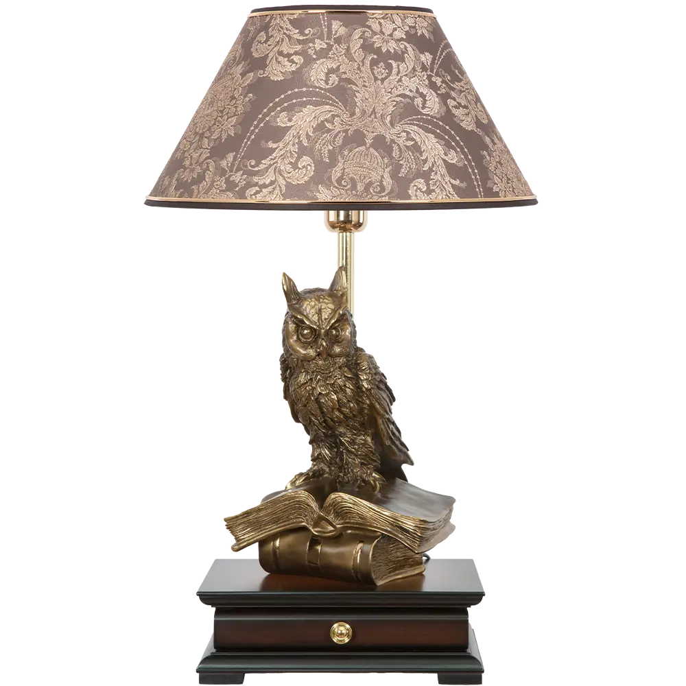 Фото Настольная лампа BOGACHO СБ-15/Б/Голдбраун Ученый Филин цвет коричневый Фото Настольная лампа BOGACHO СБ-15/Б/Голдбраун Ученый Филин цвет коричневый