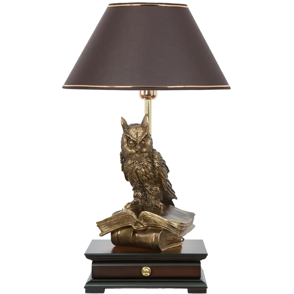 Фото Настольная лампа BOGACHO СБ-15/Б/Мокко Ученый Филин цвет коричневый Фото Настольная лампа BOGACHO СБ-15/Б/Мокко Ученый Филин цвет коричневый