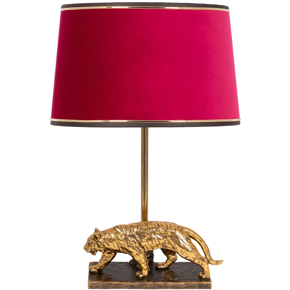 Фото Настольная лампа BOGACHO СБ-190/Б/Тюссо амарант Тигр цвет красный Фото Настольная лампа BOGACHO СБ-190/Б/Тюссо амарант Тигр цвет красный