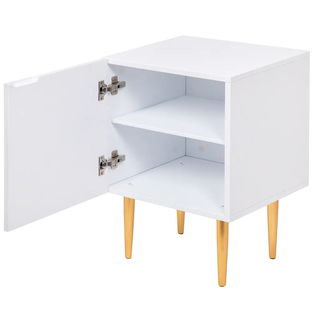 Фото 4 Тумба прикроватная Bogacho 2 ящика 40x60x45 см МДФ цвет белый с золотом 11653/БлГолд