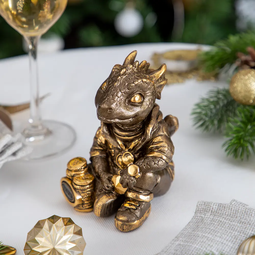 Фото 5 Статуэтка Bogacho Дракон Раймонд фигурка для интерьера бронзового цвета