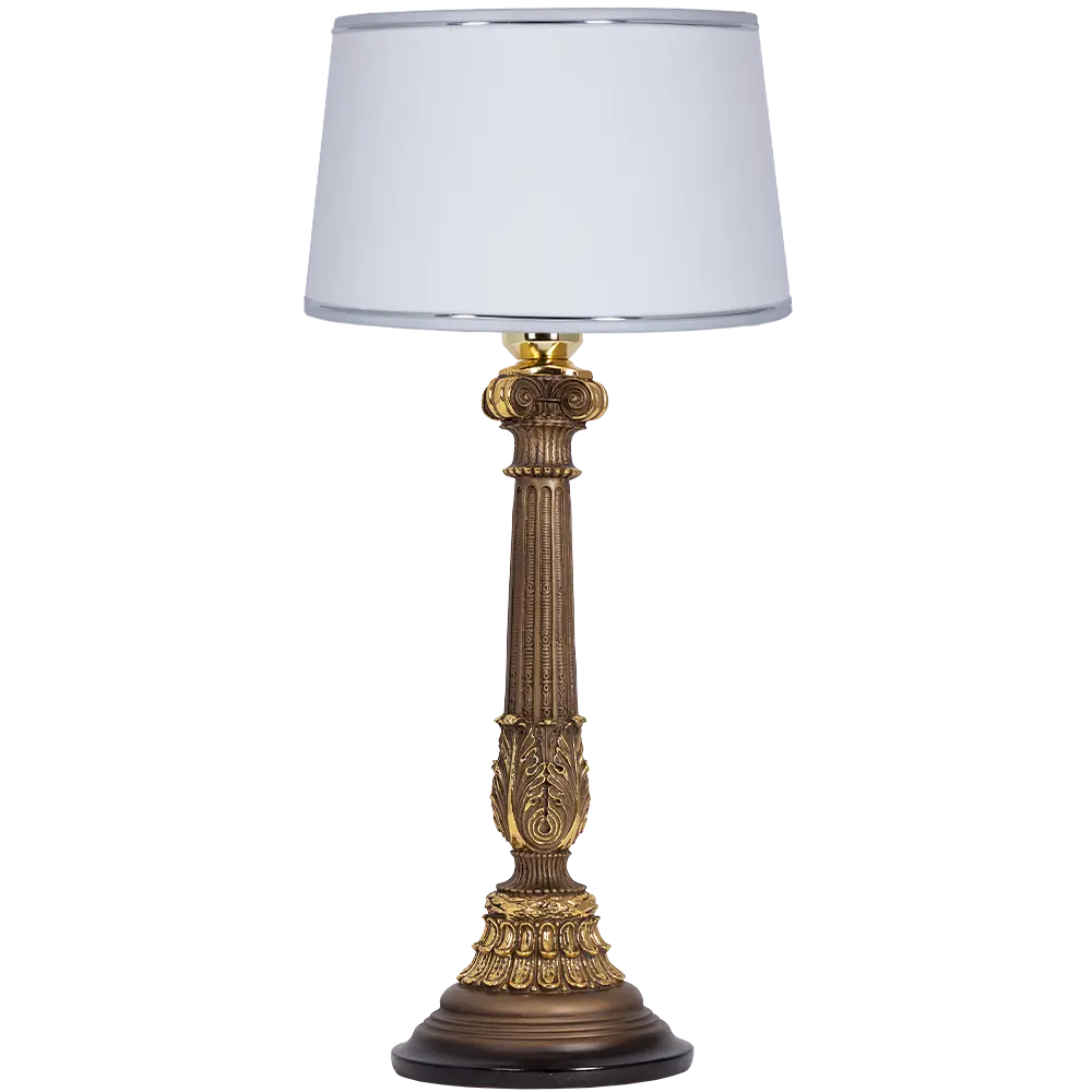 Фото Настольная лампа BOGACHO СБ-9/Б/Тюссо снег Колонна испанская цвет белый Фото Настольная лампа BOGACHO СБ-9/Б/Тюссо снег Колонна испанская цвет белый