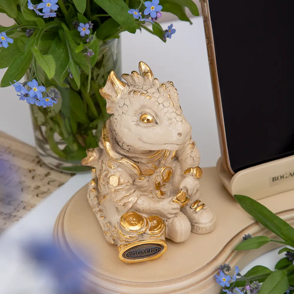 Фото 3 Подставка для телефона Bogacho Дракон Раймонд держатель на стол кремового цвета