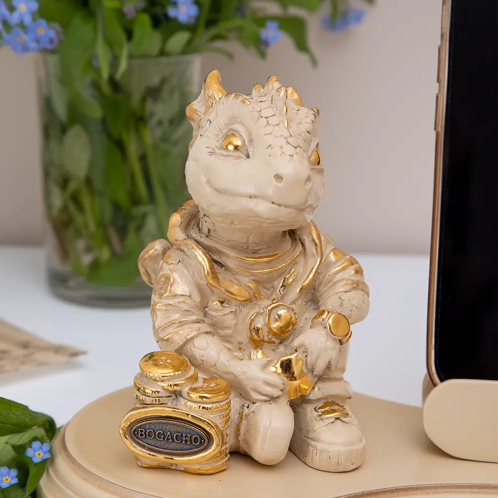 Фото 5 Подставка для телефона Bogacho Дракон Раймонд держатель на стол кремового цвета