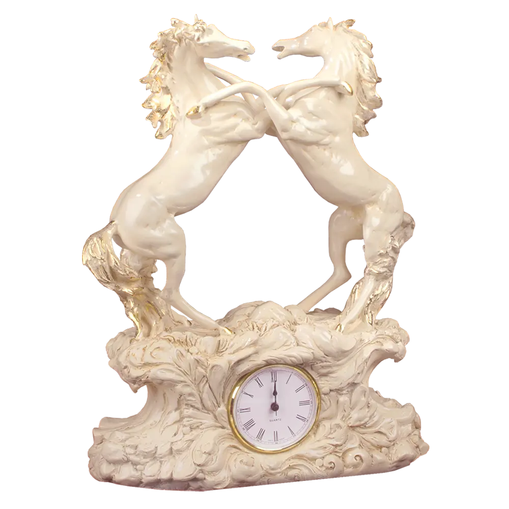Фото Часы настольные Bogacho Кони, кремового цвета