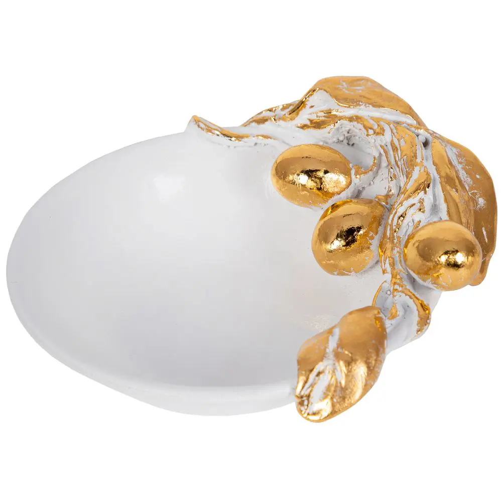 Фото 3 Подставка для украшений блюдце из мрамора Bogacho Oliva Branch белого цвета с золотой поталью Фото 3 Подставка для украшений блюдце из мрамора Bogacho Oliva Branch белого цвета с золотой поталью
