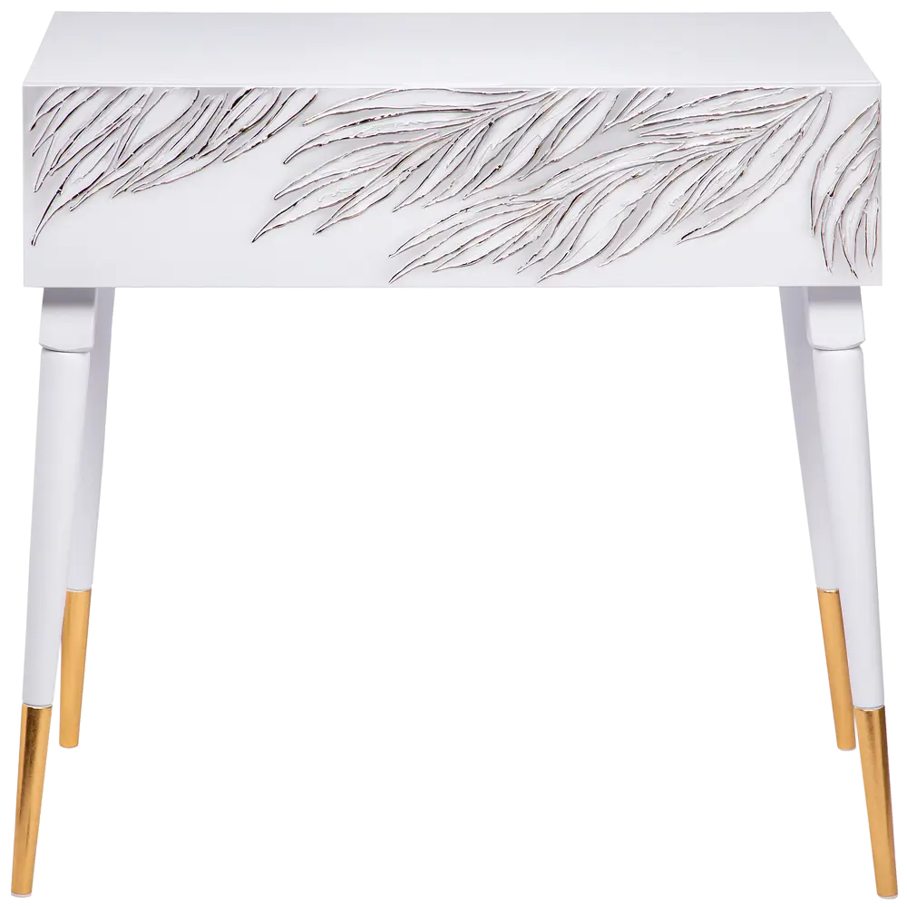 Фото Консоль с ящиком Bogacho 80x80x45 см МДФ цвет белый 11656/БлГолд/Блголд