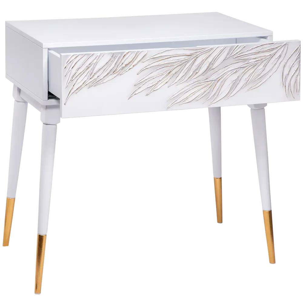 Фото 4 Консоль с ящиком Bogacho 80x80x45 см МДФ цвет белый 11656/БлГолд/Блголд