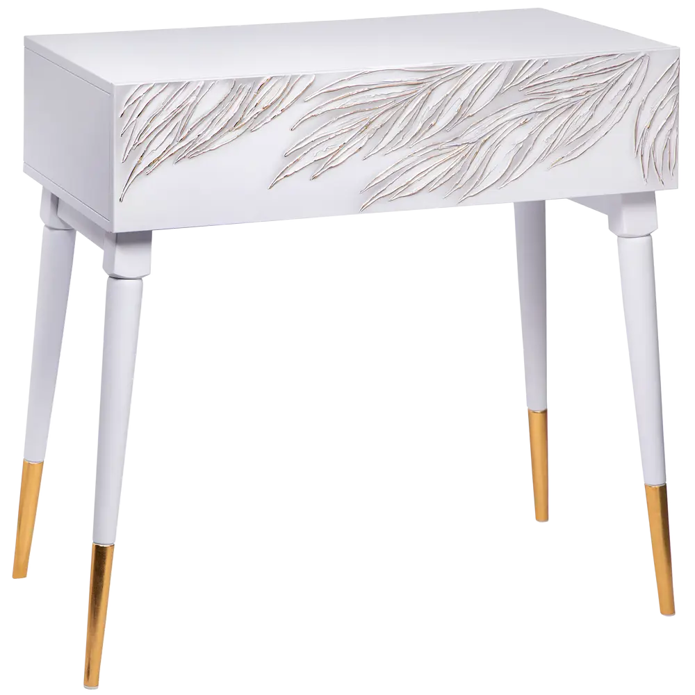 Фото 3 Консоль с ящиком Bogacho 80x80x45 см МДФ цвет белый 11656/БлГолд/Блголд