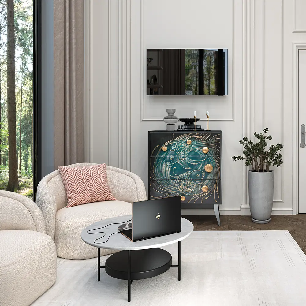 Фото 6 Комод Bogacho 3 ящика 84x48x108 см МДФ цвет черный 11675